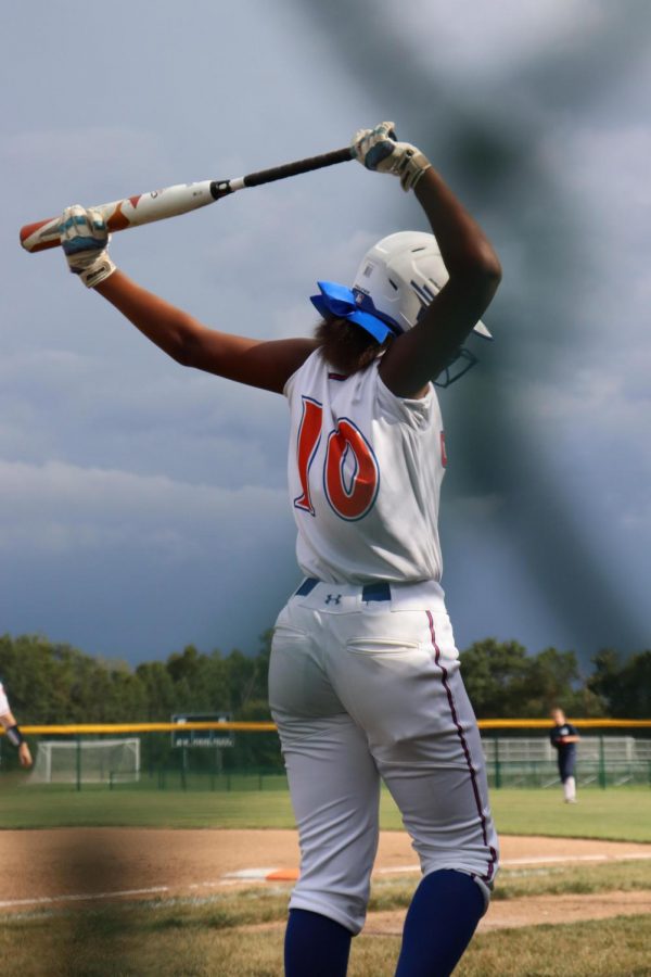 Lauryn Collier (24) gets ready to go up to bat. Its a little bit of pressure, because I am expected to hit,  Collier said.