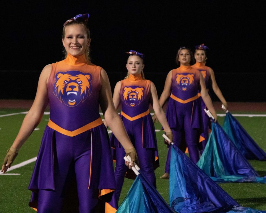 The first ever Grizzly Guard gets ready to perform at a football game. 