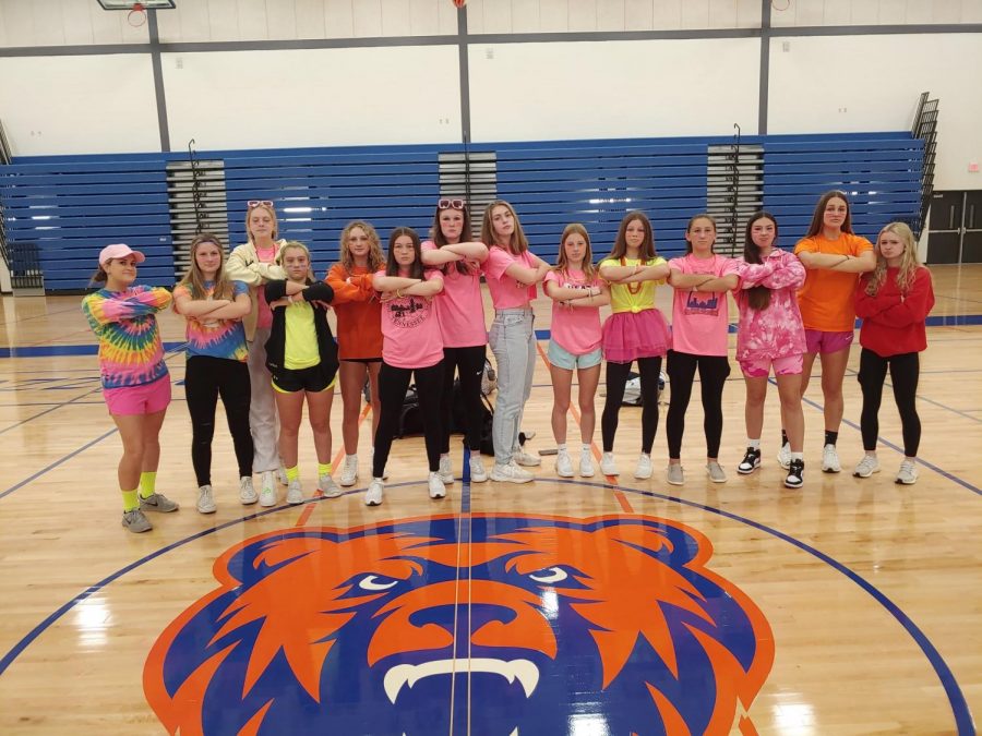 The JV and varsity volleyball teams showed their spirit during northern lights day.