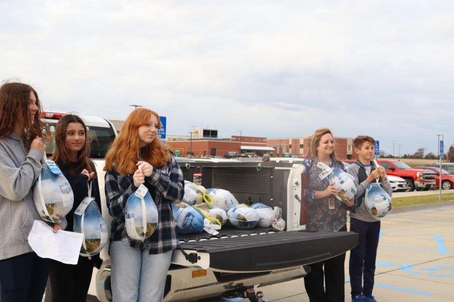 Students gather at the 2021 North Point Turkey Drive to raise funds and Turkeys for the community.