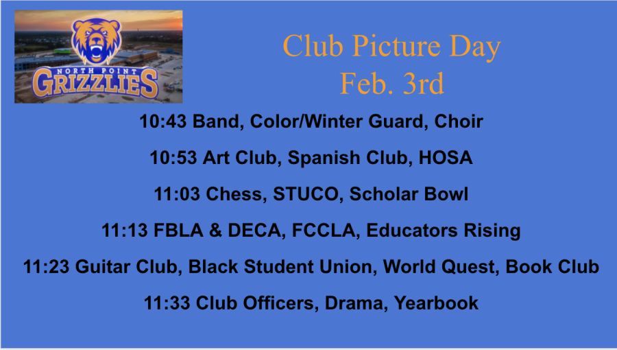 Dont miss out on your club picture for the yearbook.
