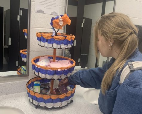 One of the many students at North Point, Alexis Beck (24) utilizes the personal care station located in the bathrooms. 