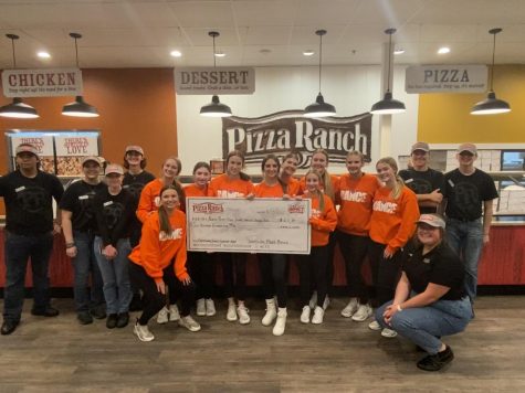 The dance team raised money for Nationals by working hard at Pizza Ranch for a fundraiser.
