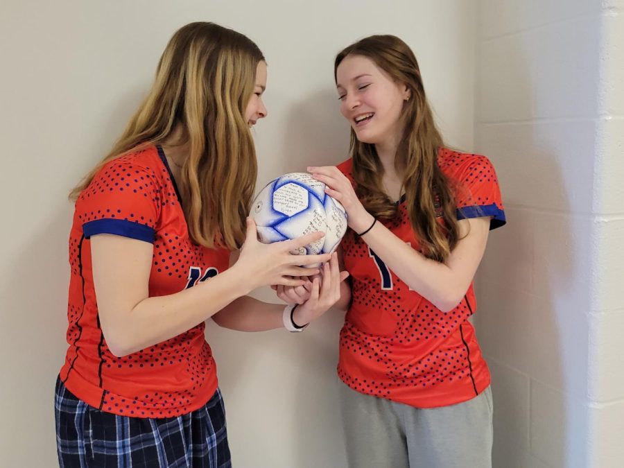 Madelyn Niswonger (26) and Alaina Mahoney (26) are ready to dominate at the game against Timberland on Friday, March 17.