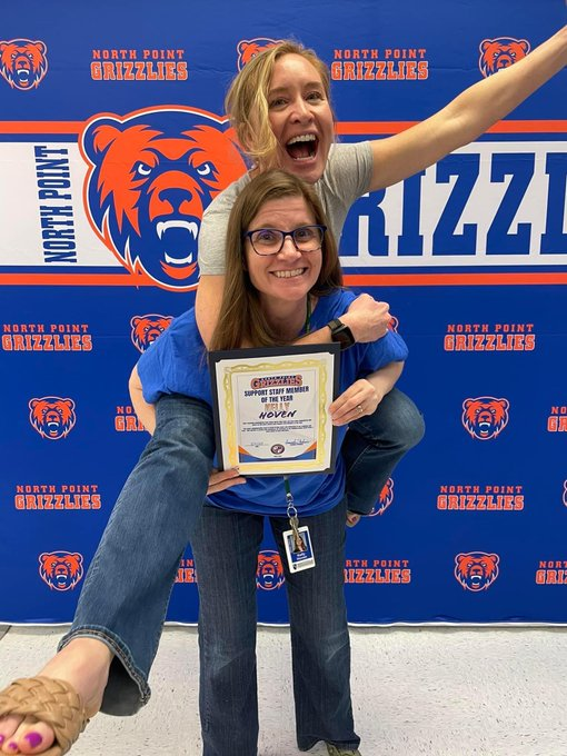 Mrs. Hoven is our Support Person of the Year and says she couldnt do it without Mrs. Brockman. photo by Dr. Amanda Shelmire