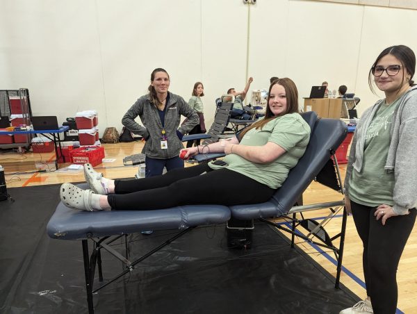 One of our students giving blood at the blood drive last week