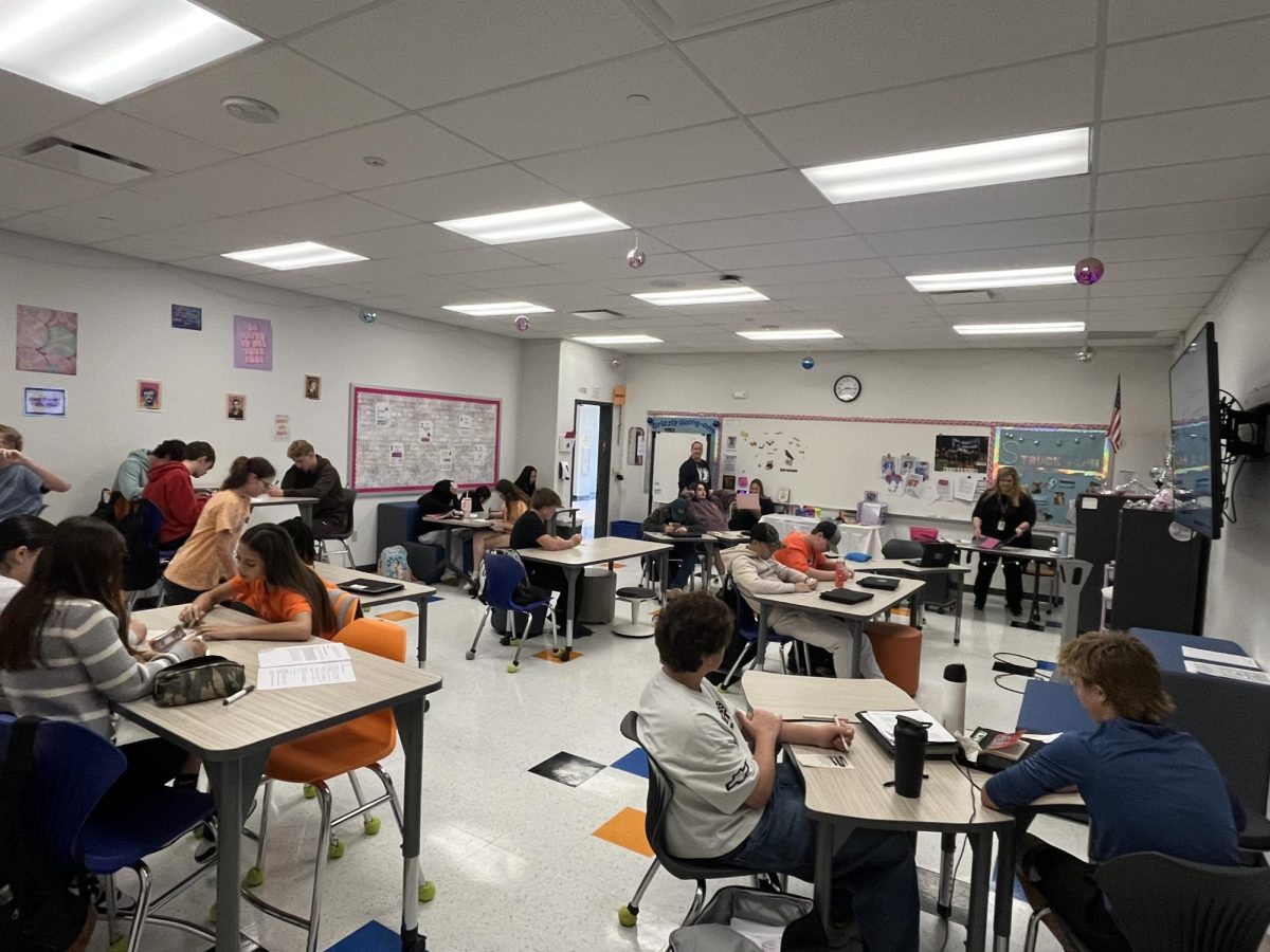 Mrs. Struckman's freshman class is busy working on Blackout Poetry.