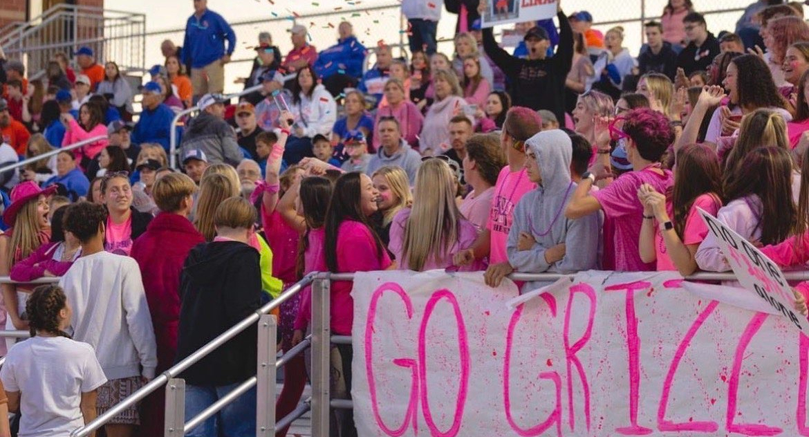 The student section is raising awareness by cheering loud.