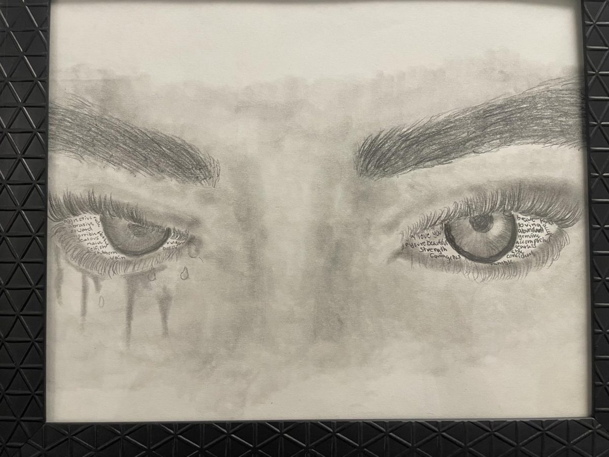 English III created an Unearthing Humanity Museum to share what it means to be human. This drawing, created by Angelica Meintz (11) shows that emotions and memories make us human.