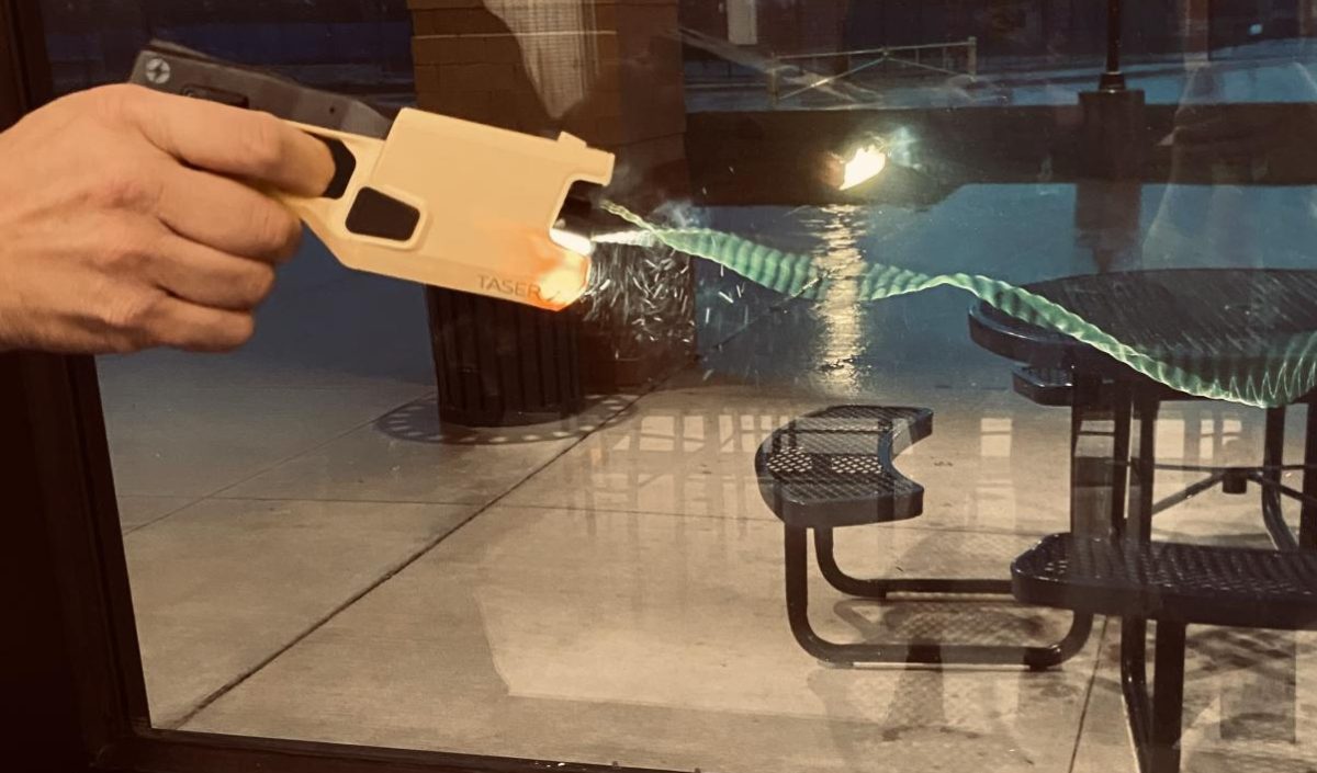 A taser which can be used to stop a school threat is carried by all SROs.